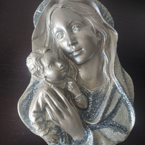 Icon of Virgin Mary with Christ in plaster, like new