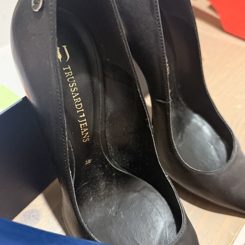 Trussardi Jeans black leather pumps size 38 like new with box