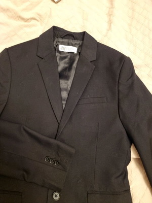 H&M boys' suit used for 10 years old, black, set with shirt