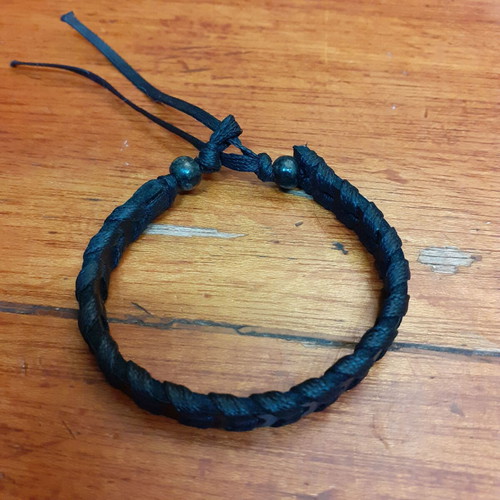 Leather bracelet black braided, new