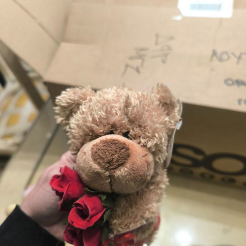 Plush teddy bear with roses like new, romantic gift