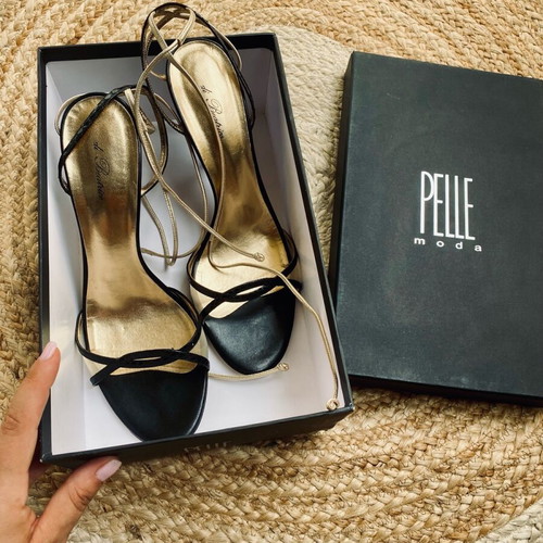 Pelle Moda Di Beatrice lace-up high-heels like new, black and gold
