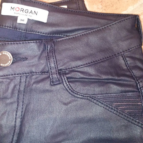 Morgan pants with leather look new, size 36, dark blue