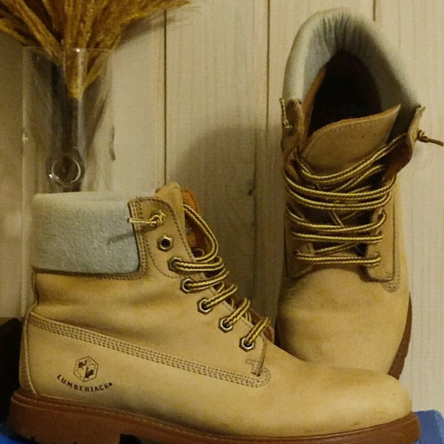 Lumberjack boots used, beige brown, size 43