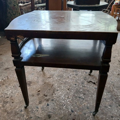 Vintage coffee table with wheels used and shelf