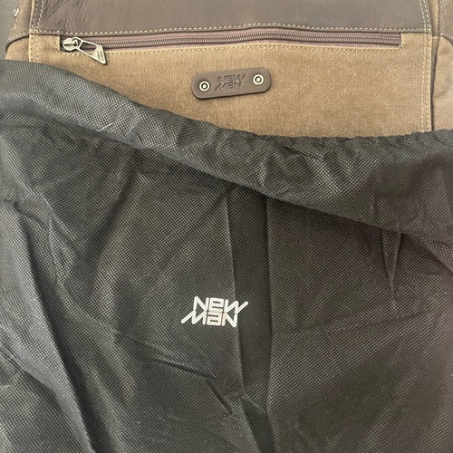 New Man messenger bag like new, leather and cotton brown shades