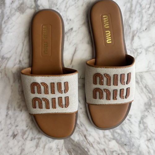 Miu Miu logo-appliqué sandals new, size 38, beige and brown
