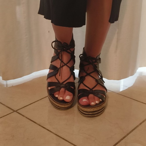 Makis Kotris women's black platform sandals EU 37