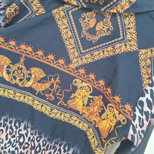 Jennyfer shirt bodysuit medium black with gold and leopard print like new