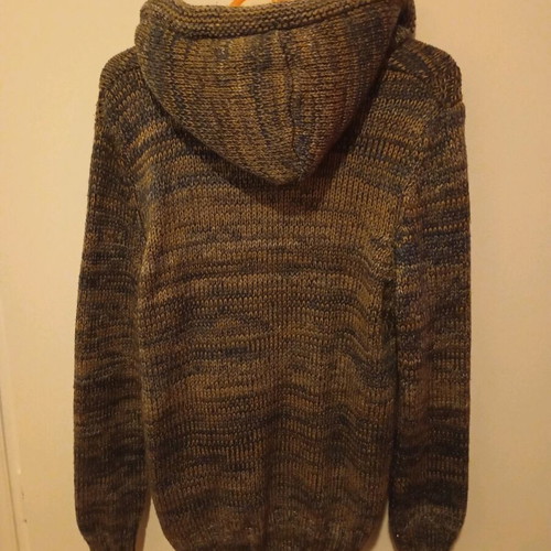 Leaf hooded sweater used gray and beige size S