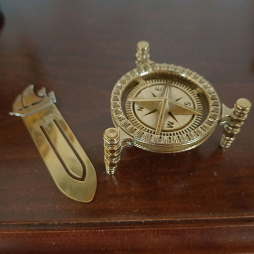 Ship Bookmark and Presse-Papier Compass from Benaki Museum new