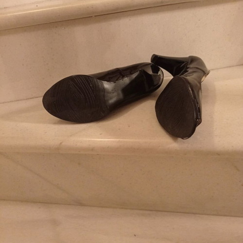 Peep toe shoes used, black, size 38, patent leather