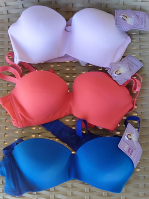 Bra set size 65B new, pink coral and electric blue, pack of 3