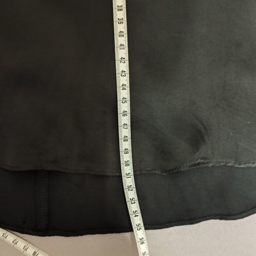 Black mini dress used with open back and bell sleeves, size S