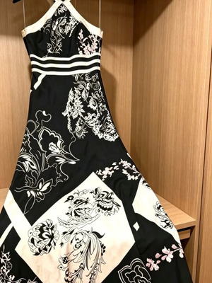 Satin maxi dress like new, black and white, size S