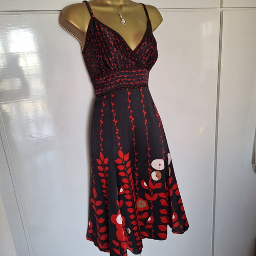 Ted Baker ladies silk dress with ribbon tie back size 3, like new