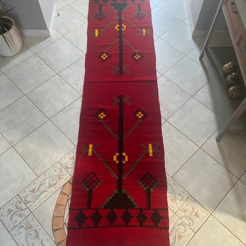 Handmade wool embroidered rug new, loom woven