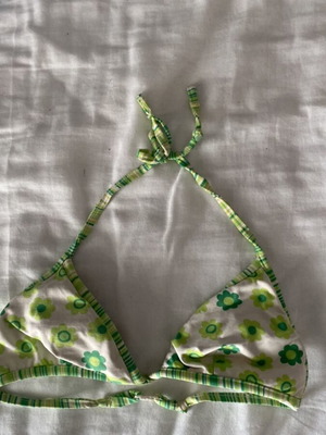 Swimsuit used white with green flowers size M