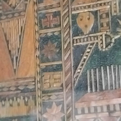 Rare folk art religious relic marquetry from straw used
