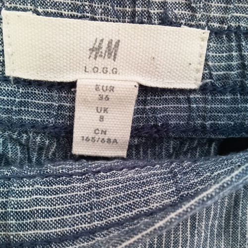 H&M linen women's shorts size 36 used, blue with white stripes