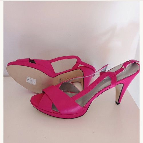 Madeleine vintage slingback leather high heel sandals size 41 bright fuchsia