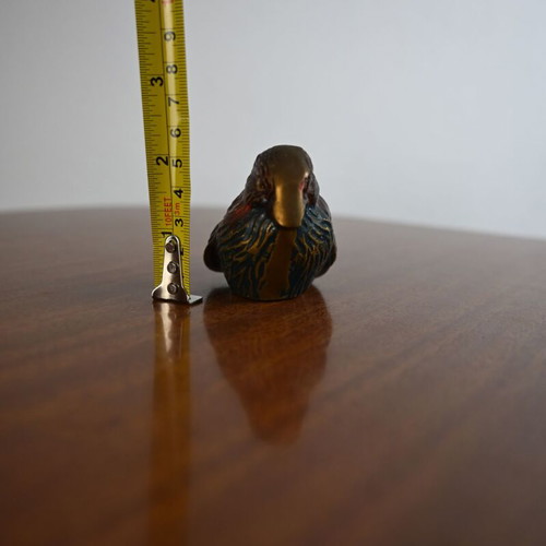 Metal decorative bird used, vintage multicolor patina