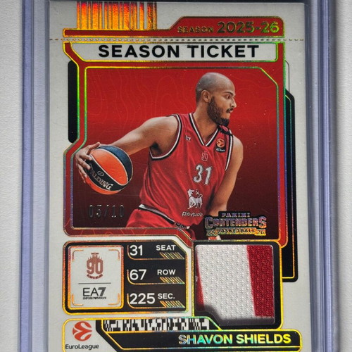 2025-26 Panini Contenders EuroLeague Red Shavon Shields Patch card like new