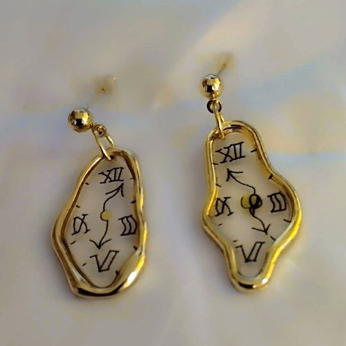 Earrings inspired by Dali's Persistence of Memory gold new