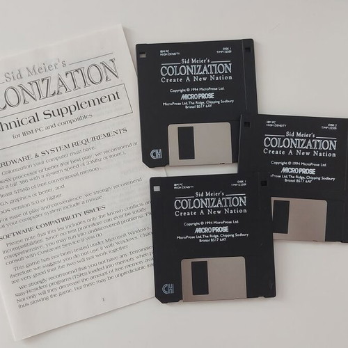 Sid Meier's Colonization PC game used, strategy, big box floppy 3.5