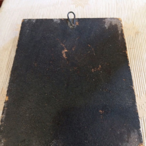 Vintage icon cast brass on wood used 17x14 cm