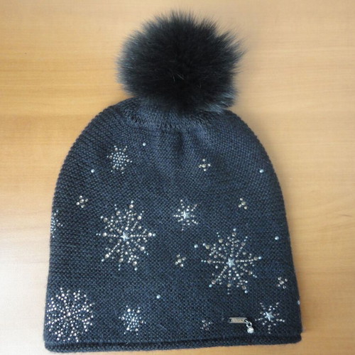 Italian Vizio Collezione hat like new with Swarovski crystals, black