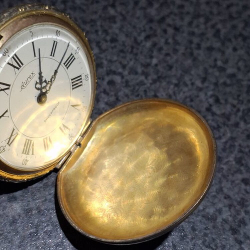 Aurex Vintage Pocket Watch Shockproof mechanical used, gold color