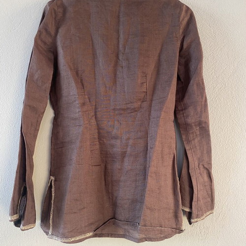 Zara Ramie Linen-Look Tunic Blouse like new, brown, small-medium