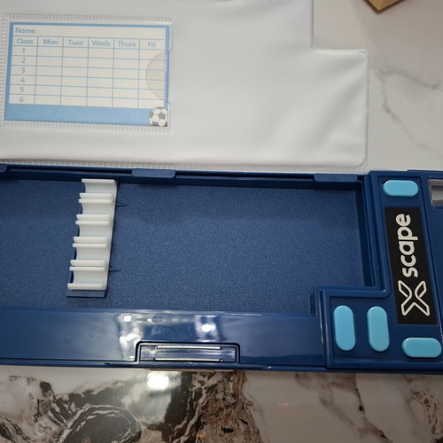 Xscape multifunctional school pencil case with calculator and hidden compartments