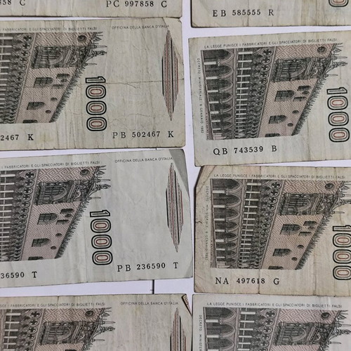 Italian banknotes used, pack of 20 of 1000 lire