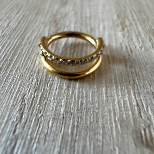 Gold septum piercing earring with sparkling stones