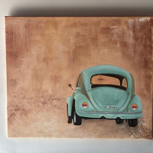 Πίνακας καμβάς Vw Beetle σαν καινούργιος, oil painting, 60x50cm