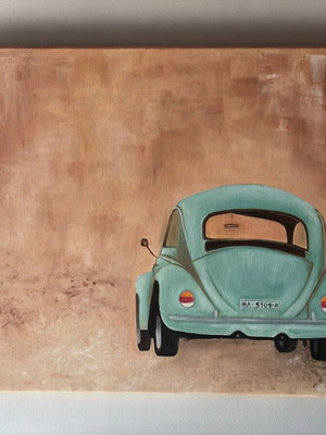Πίνακας καμβάς Vw Beetle σαν καινούργιος, oil painting, 60x50cm