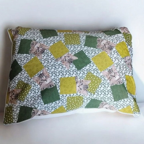 Decorative pillow with green cats 50x70 eco text fabric new