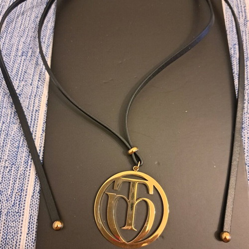 Toi & Moi necklace made of steel and leather new, gold color