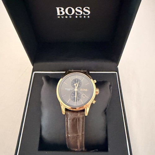 Hugo Boss men's wristwatch with brown leather strap, like new