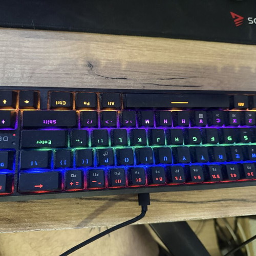 Wired or wireless mechanical keyboard with LED lighting