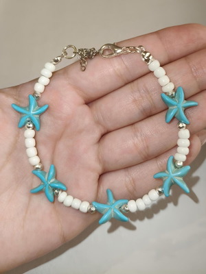 Summer bracelet with starfish, handmade