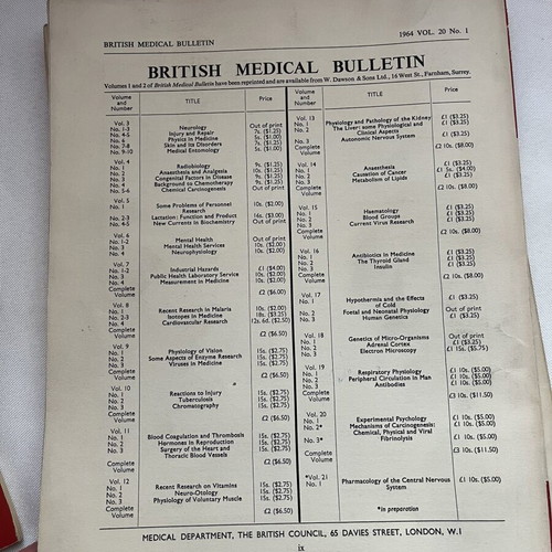 British Medical Bulletin collection like new, 4 historic medical journals
