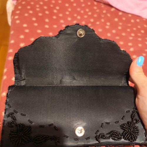 Vintage satin evening bag like new, handmade Greek