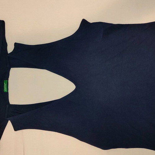 Benetton women's top like new, blue, with neck tie