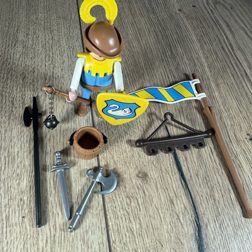 Vintage Playmobil Medieval Knight figure used with accessories
