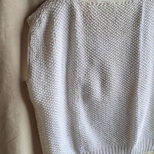 Hand Knitted Vintage 80s White Cotton Tank Top Vest like new