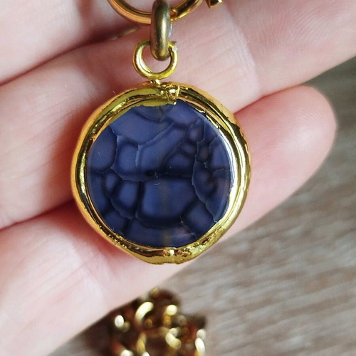 Necklace new steel gray and gold color