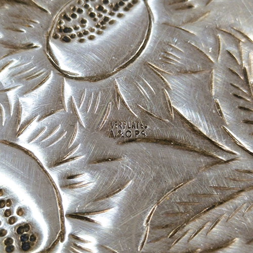 Antique Art Nouveau Επάργυρη Φοντανιέρα σαν καινούργιο με ανάγλυφα ηλιοτρόπια